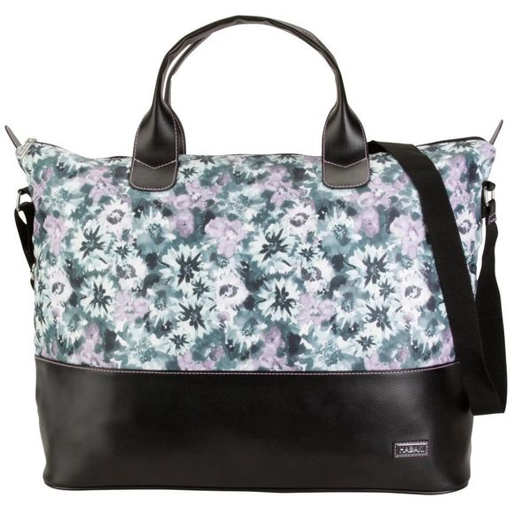 Hadaki Hamptons Tote Shadow Flowers Green/Purple Large Zippered Tote